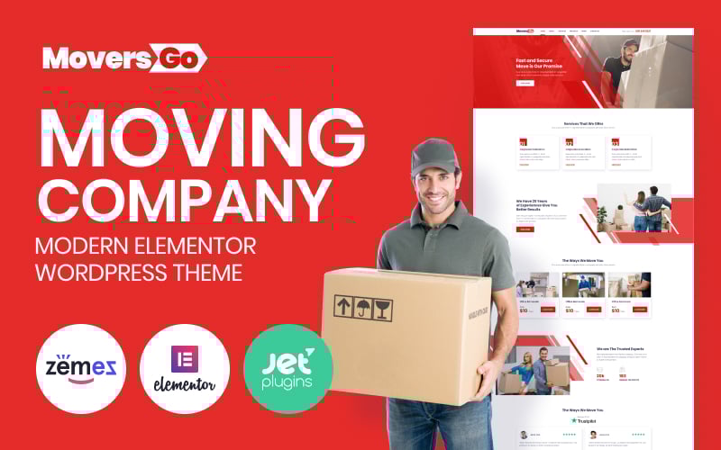 Responsivt MoversGo - Moving Company Modern Elementor WordPress-tema #84082