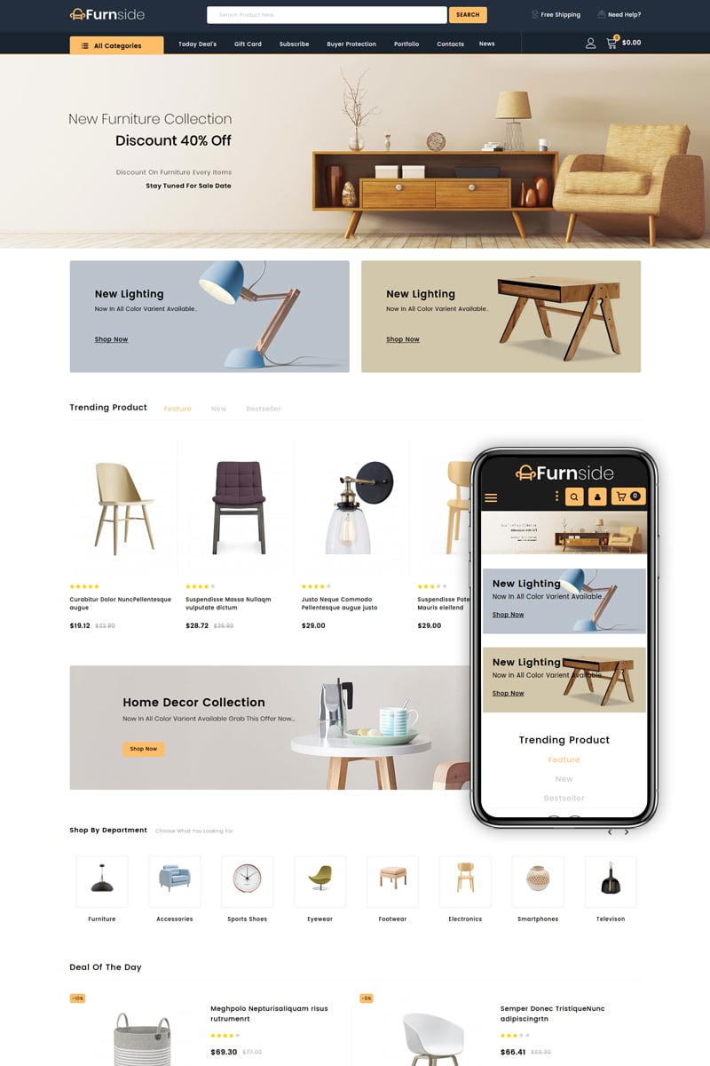 Responzivní PrestaShop motiv "Furnside - Furniture Store" #84005