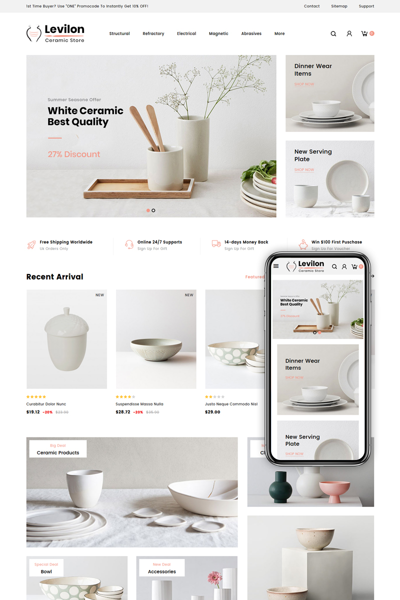 Reszponzív Levilon - Ceramic Store PrestaShop sablon 84008