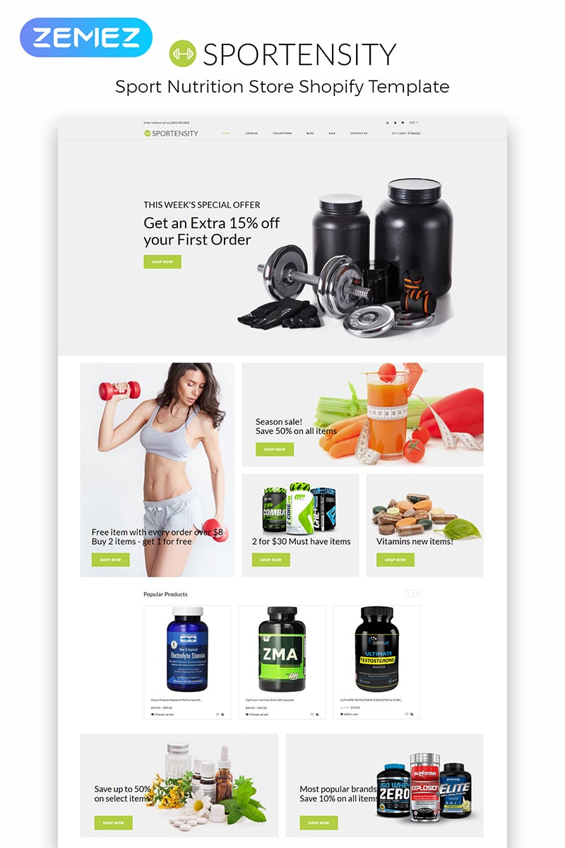 Tema Shopify "Sportensity - Sports Store eCommerce Clean" #84009