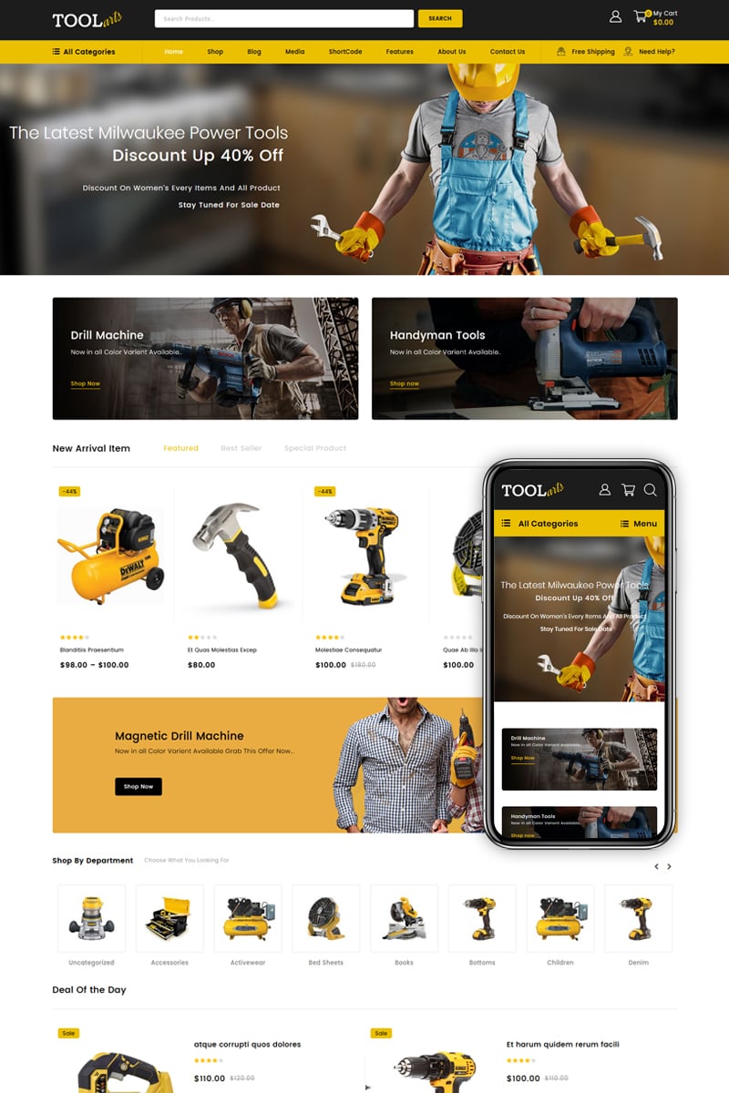 WooCommerce Theme namens "ToolArt - Power Tools Store" #84012