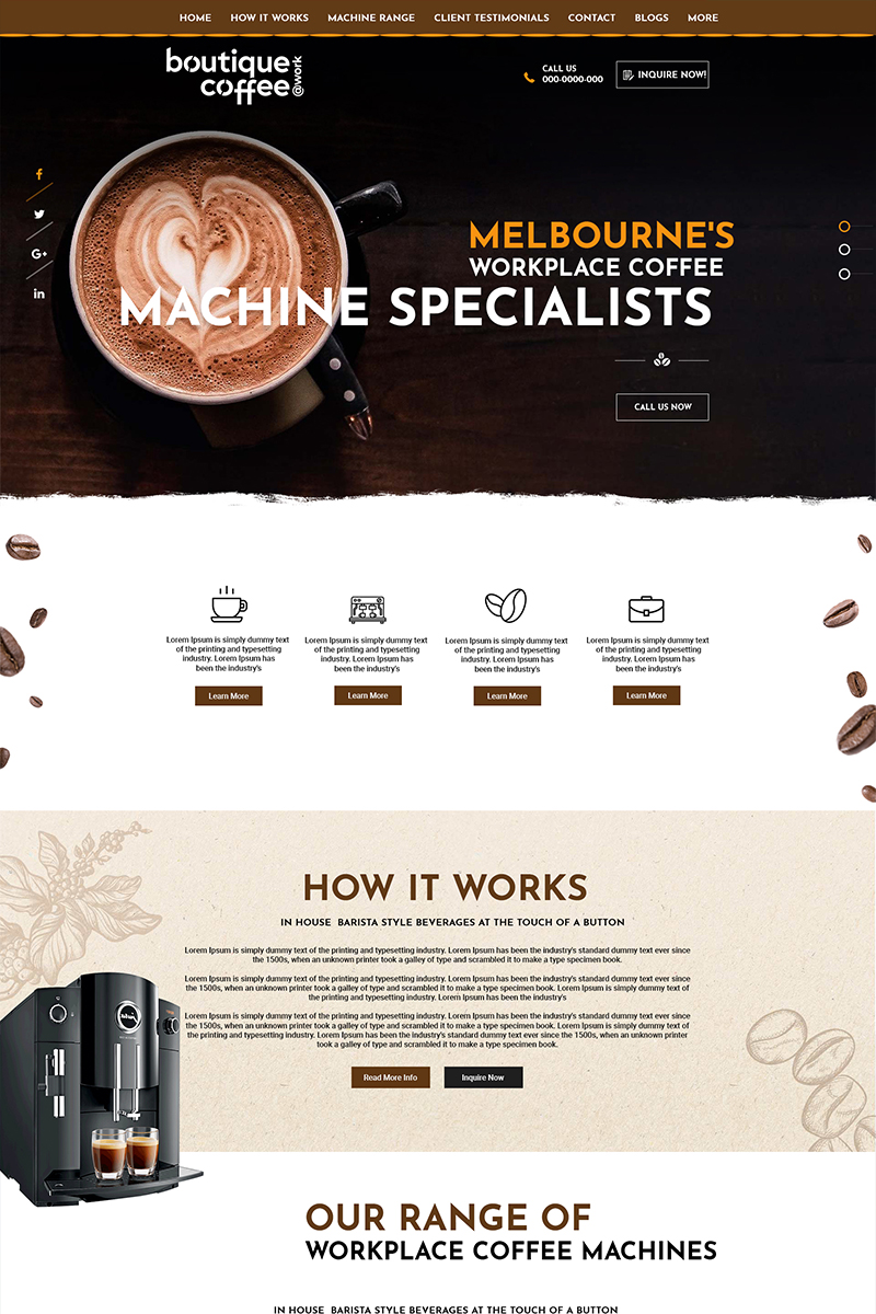 "Boutique Coffee - Coffee Shop" PSD模板 #84147 - 截图