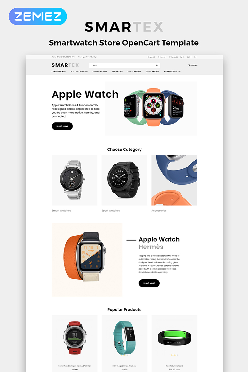 "Smartex - Electronics Store Multipage Clean" 响应式OpenCart模板 #84368 - 截图