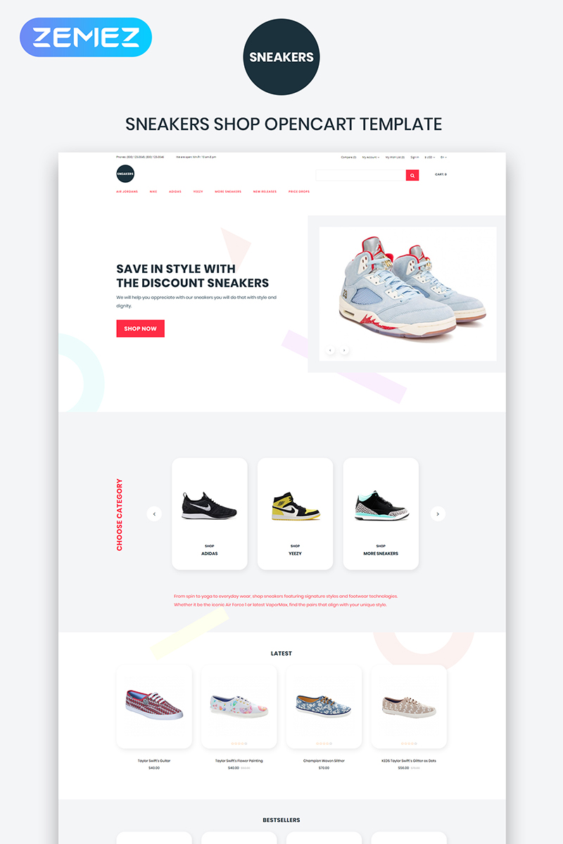 "Sneakers - Shoe Store eCommerce Clean" thème OpenCart adaptatif #84366 - screenshot