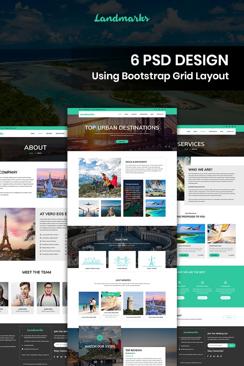 Bootstrap Landmarks - Travel Psd #84409 - Ekran resmi