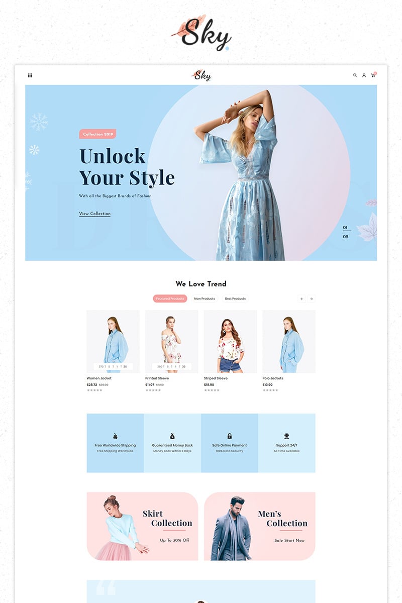 Free Sky Fashion Store Premium PrestaShop Theme