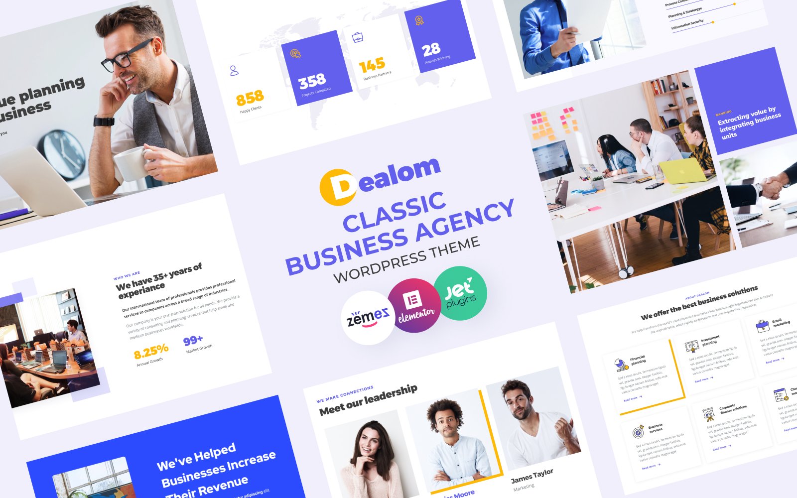 "Dealom - Classic Business Agency Elementor" Responsive WordPress thema №84609