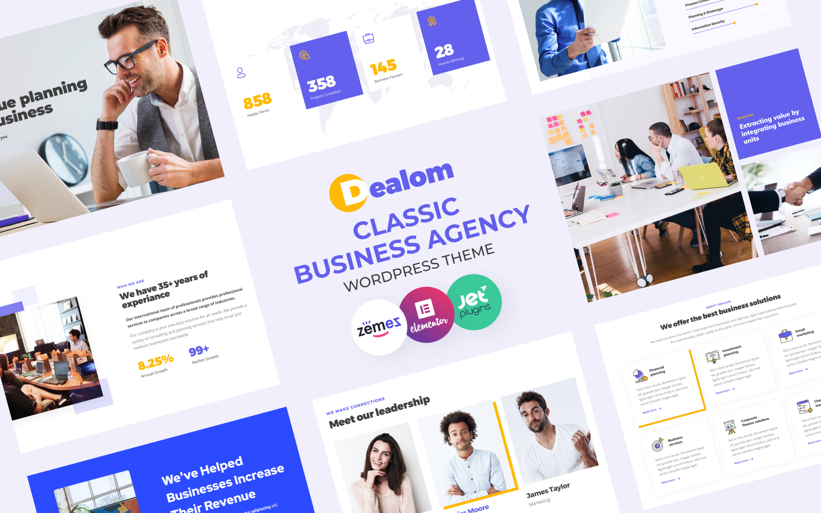 "Dealom - Classic Business Agency WordPress Elementor Theme" Responsive WordPress thema №84609