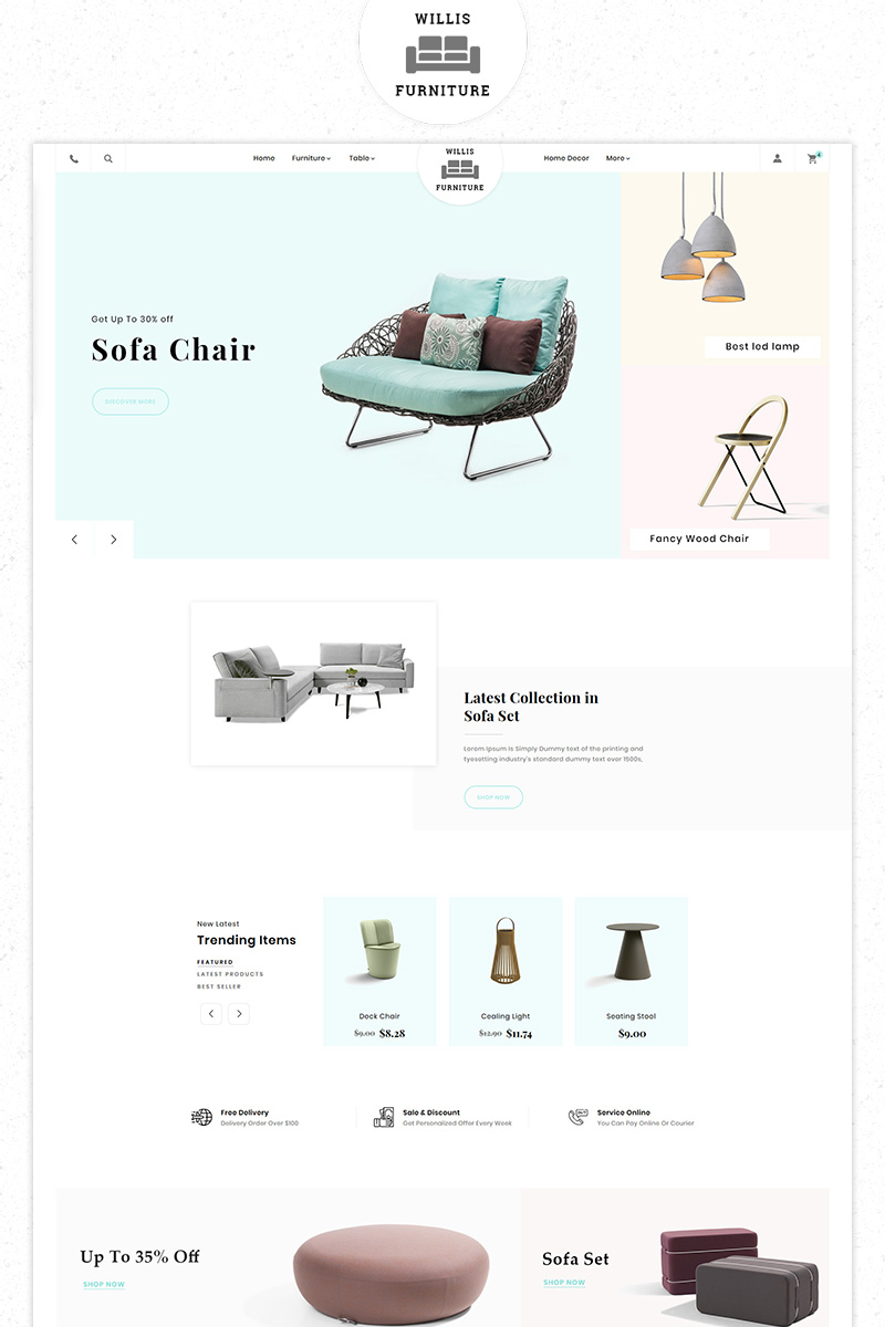 Free Willis Furniture Responsive Premium Store PrestaShop Theme