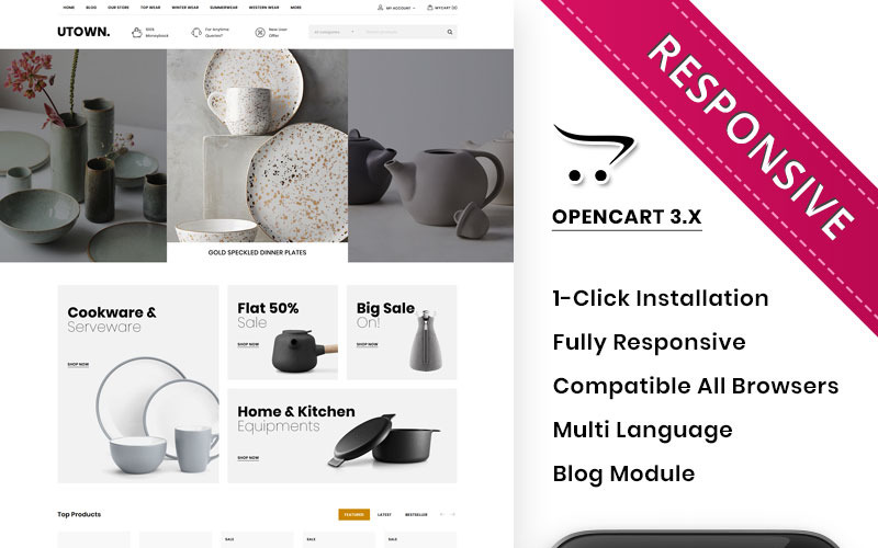 Utown - The Ultimate Kitchen Emporium: OpenCart Template