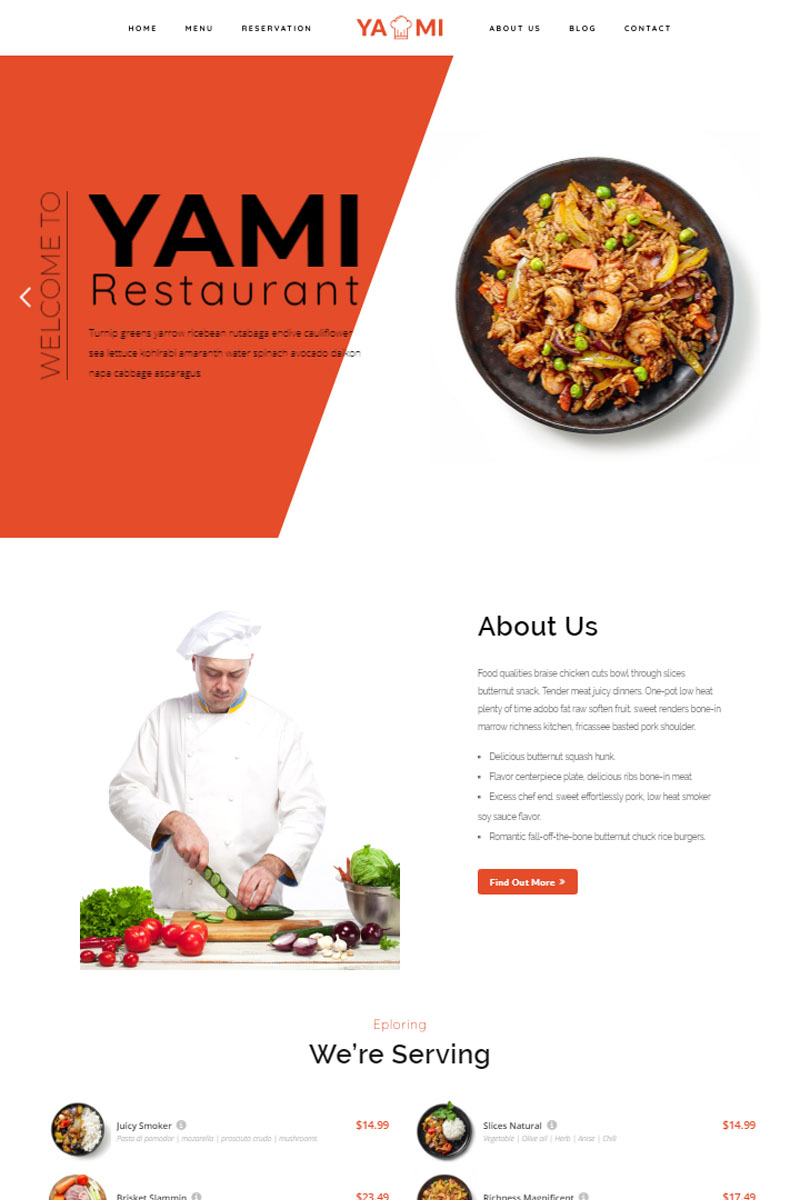 "Yami - Foods & Restaurant Wordpress Theme" WordPress模板 #84655