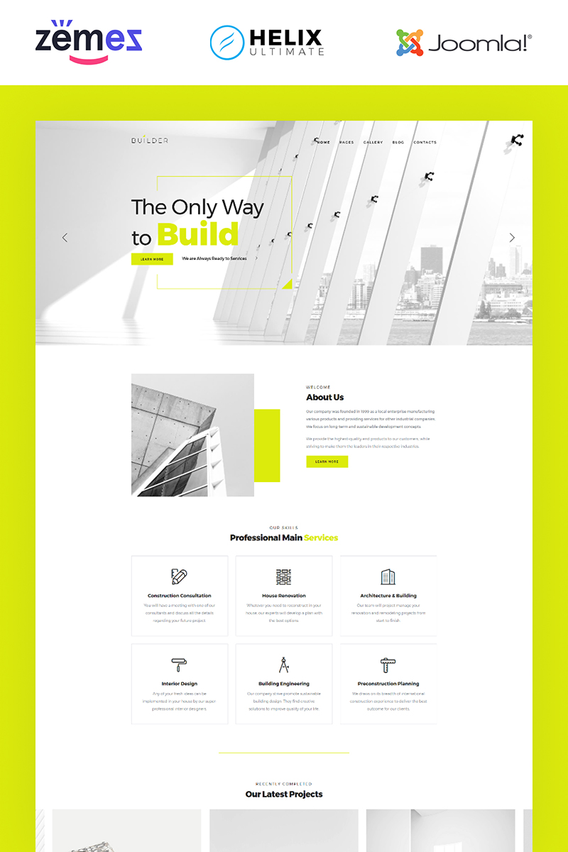 Joomla Vorlage namens "Builder - Construction Company Multipage Corporate" #84735