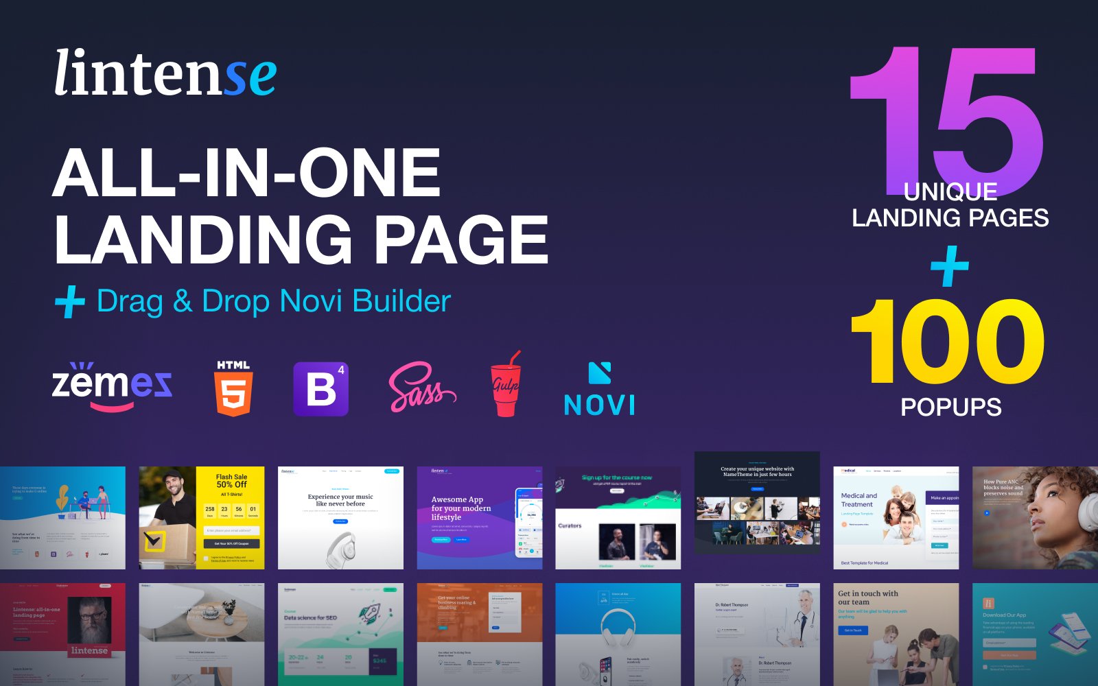 "Lintense - All-in-one" Responsive Landingspagina Template №84721