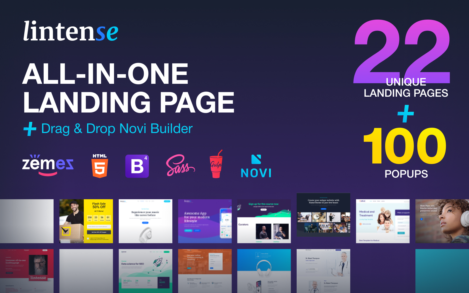 "Lintense - All-in-one" Responsive Landingspagina Template №84721