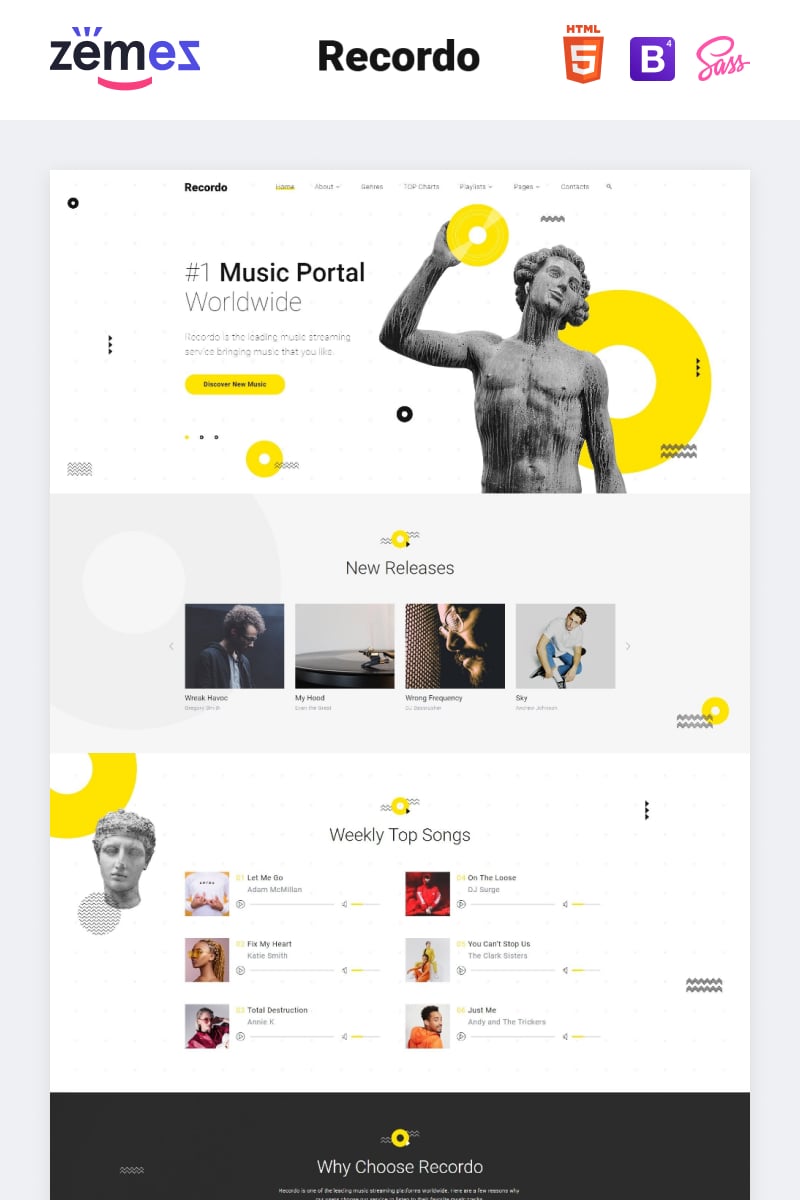 Plantilla Web "Recordo - Music Studio Creative Multipage HTML" #84743