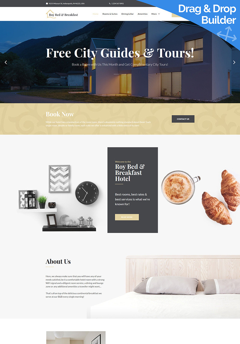 Demo For Roy Bed Breakfast Hotel Moto Cms 3 Template 84742