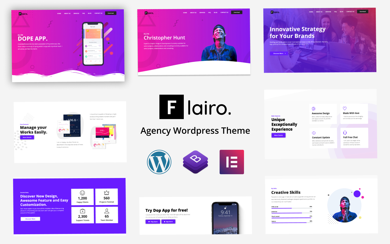 "Flairo - Responsive Agency WordPress Theme" Responsive WordPress thema №84926