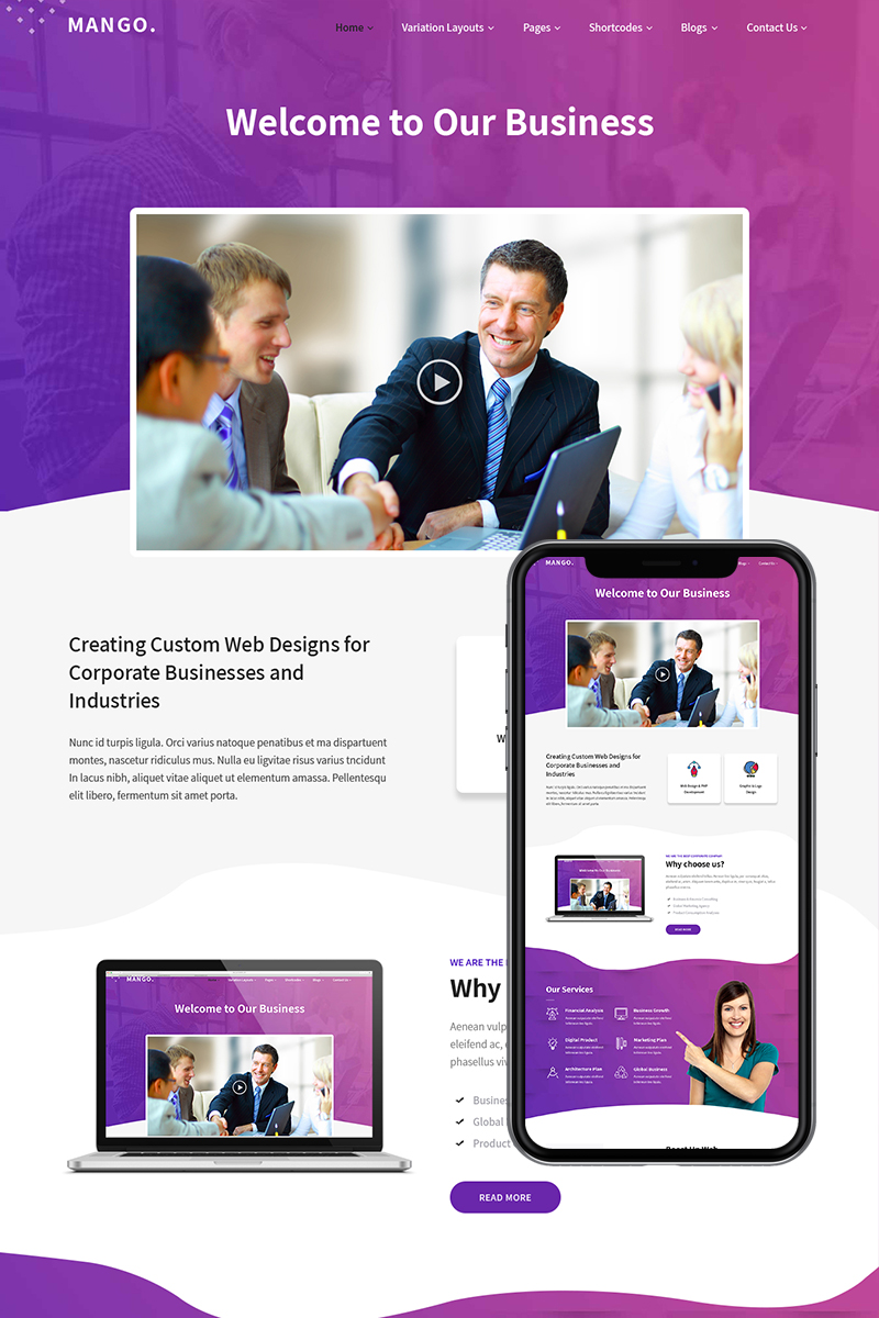 Mango - Business Web Site PSD Template