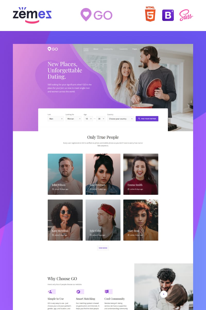 Plantilla Web "GO - Dating Agency Elegant Multipage HTML" #84931