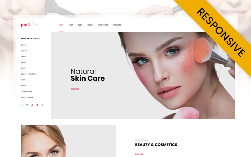 WooCommerce Theme namens "Portfox - Cosmetic Store" #84993