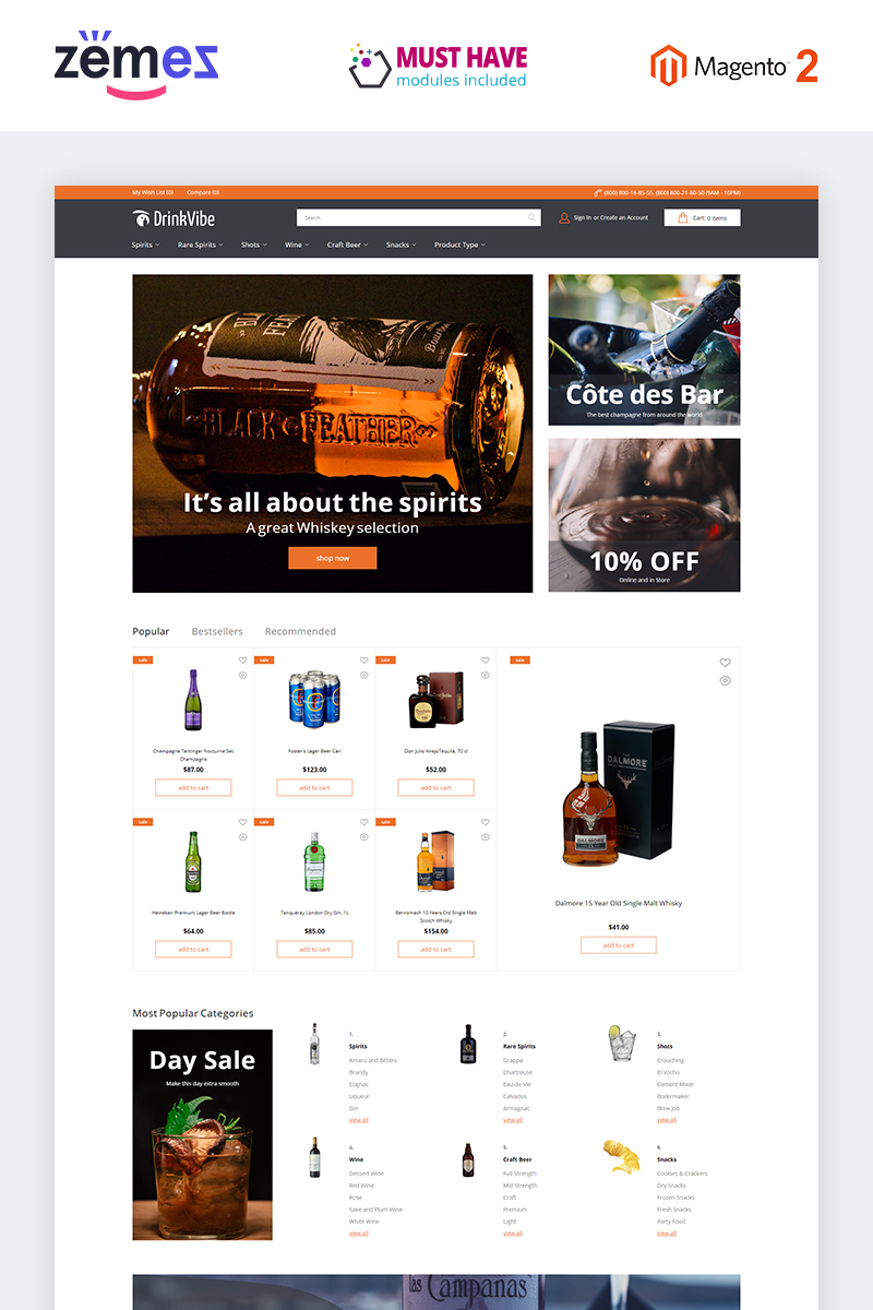 Magento Theme namens "DrinkVibe - Liquor Store Ready-to-Use Clean" #85058
