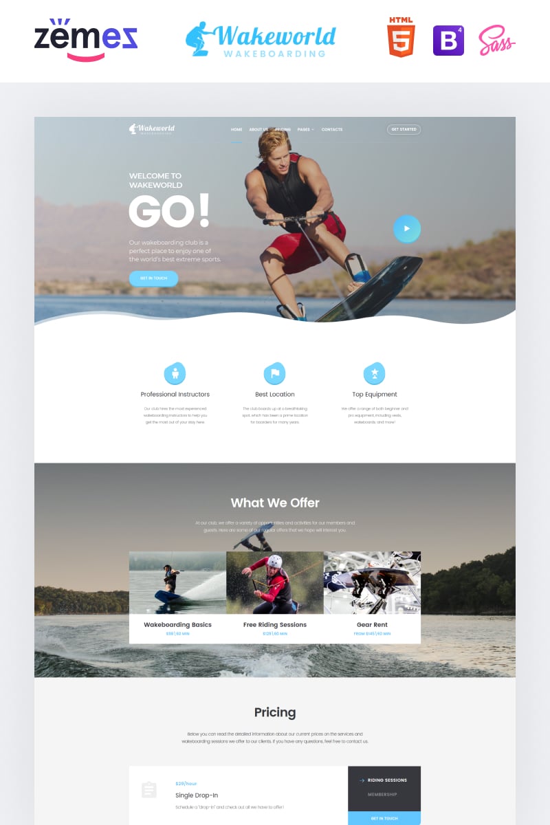 Plantilla Web "Wakeworld - Surfing Multipage Creative HTML" #85053