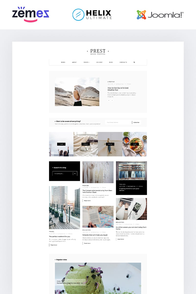 Prest - News Portal Multipage Creative Joomla Template