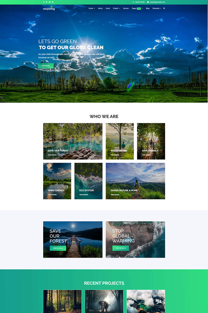 "Recycling - Nonprofit / Environmental" - адаптивний Joomla шаблон №85078
