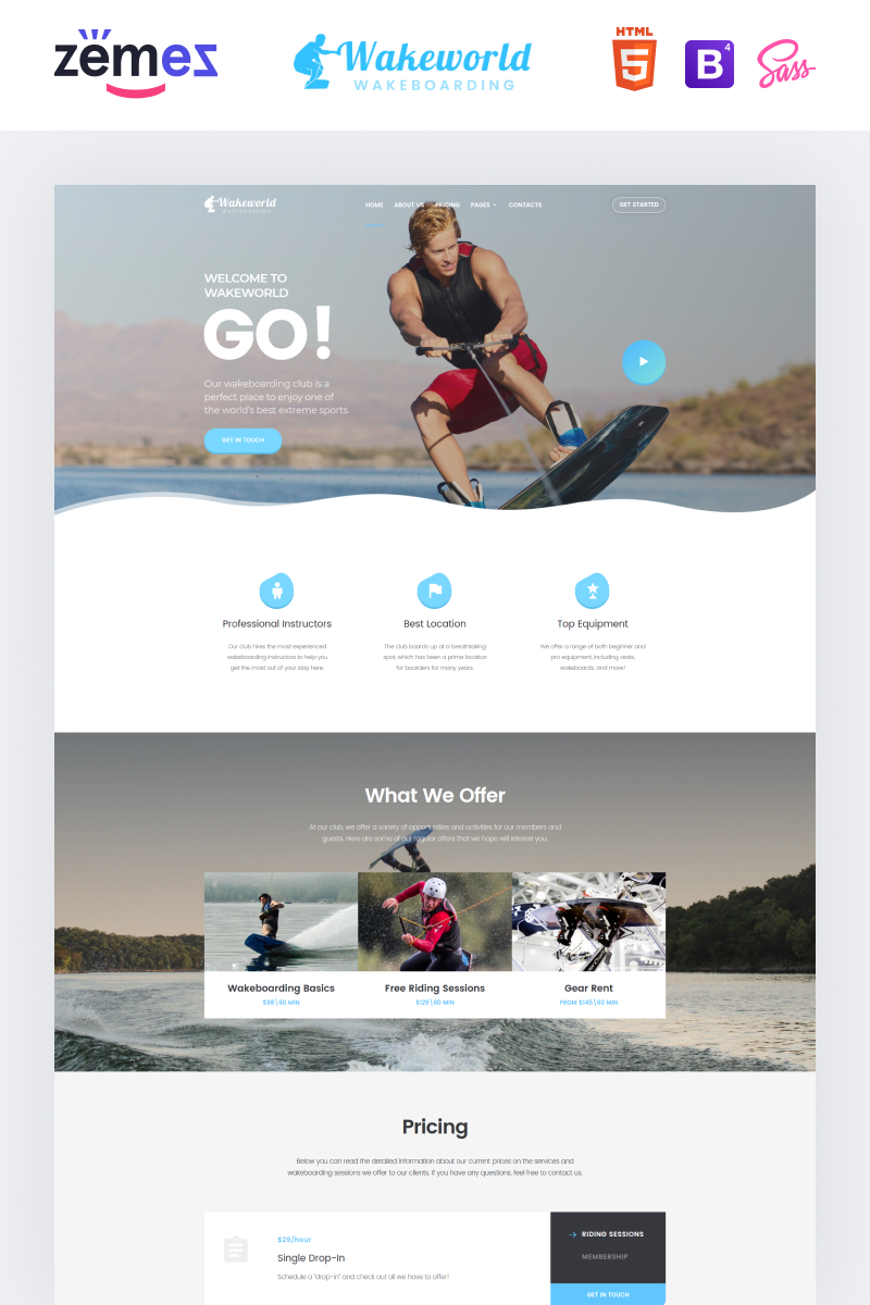 Responsywny szablon strony www Wakeworld - Surfing Multipage Creative HTML #85053