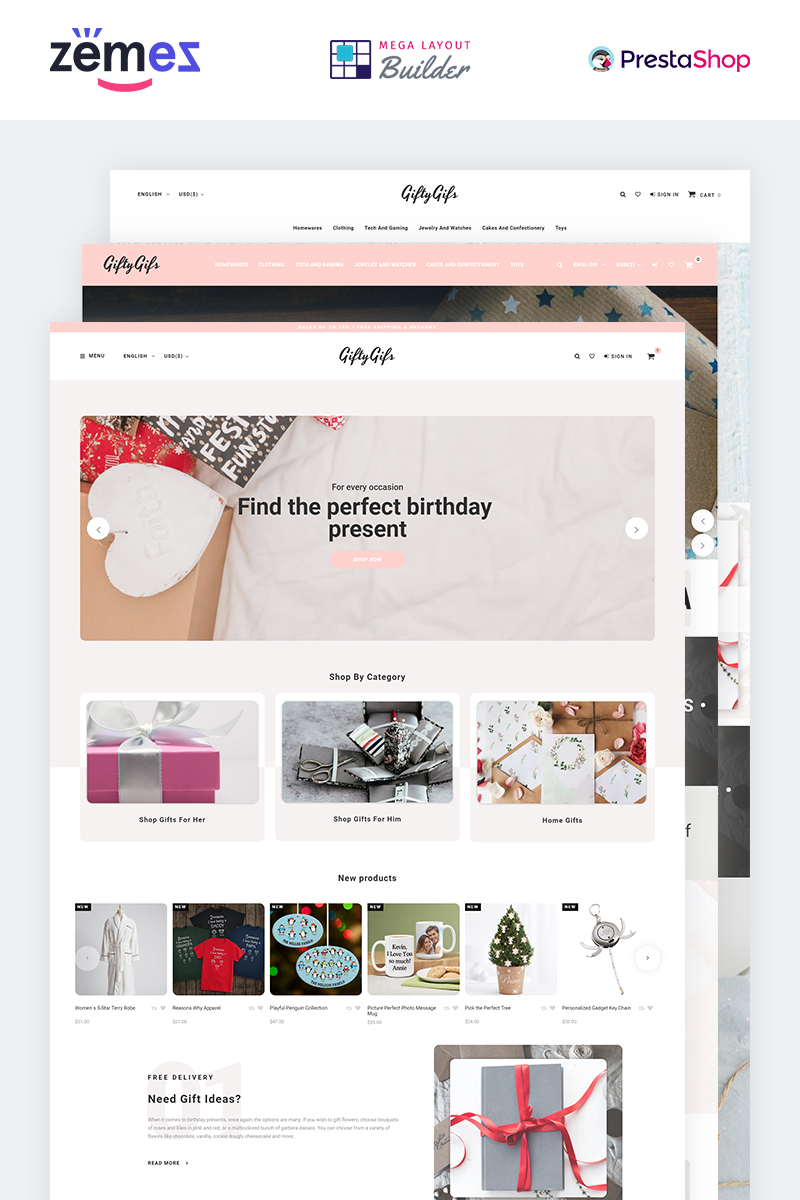 Reszponzív GiftyGifts - Giftware Store Clean Bootstrap Ecommerce PrestaShop sablon 85096