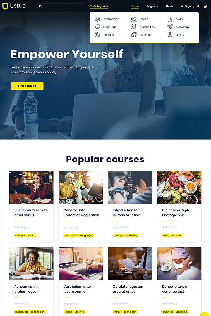 Tema De WordPress "Ustudi - Online Courses Education & University" #85094