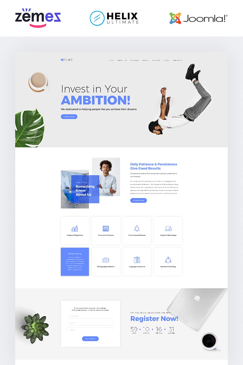 Template Joomla Responsive #85003 "Edukt - Education Multipage Creative"
