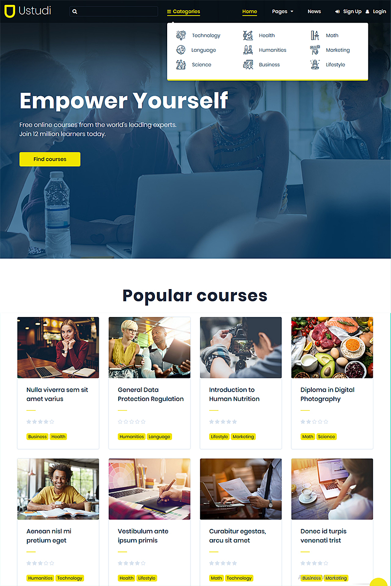"Ustudi - Online Courses Education & University" WordPress thema №85094