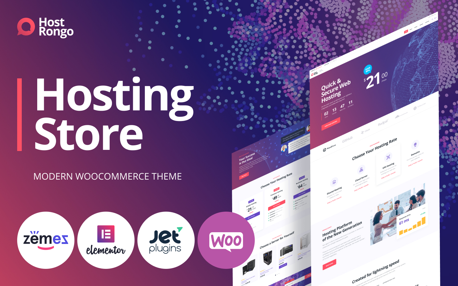 Host Rongo - Hosting Store ECommerce Modern Elementor №85122