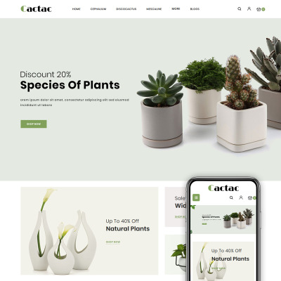 OpenCart шаблон "Cactac - Plant Shop" #85111