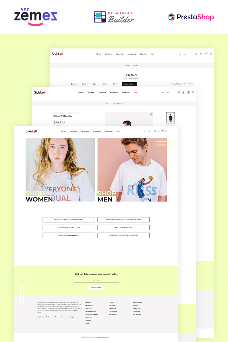 Responsivt StyleLoft - T-Shirts Store Ecommerce Bootstrap Clean PrestaShop-tema #85186 - skärmbild