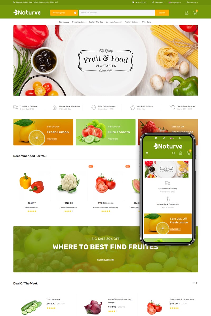 Naturve - Vegetable Store OpenCart Template