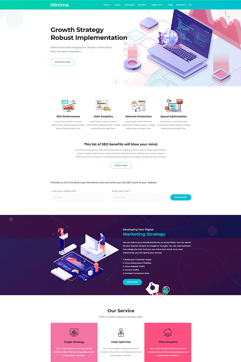 Plantilla Joomla "Minima - Digital and Online Marketing" #85200