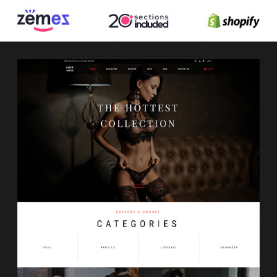 Responsive Under+Wear - Lingerie Store Shopify Teması #85219