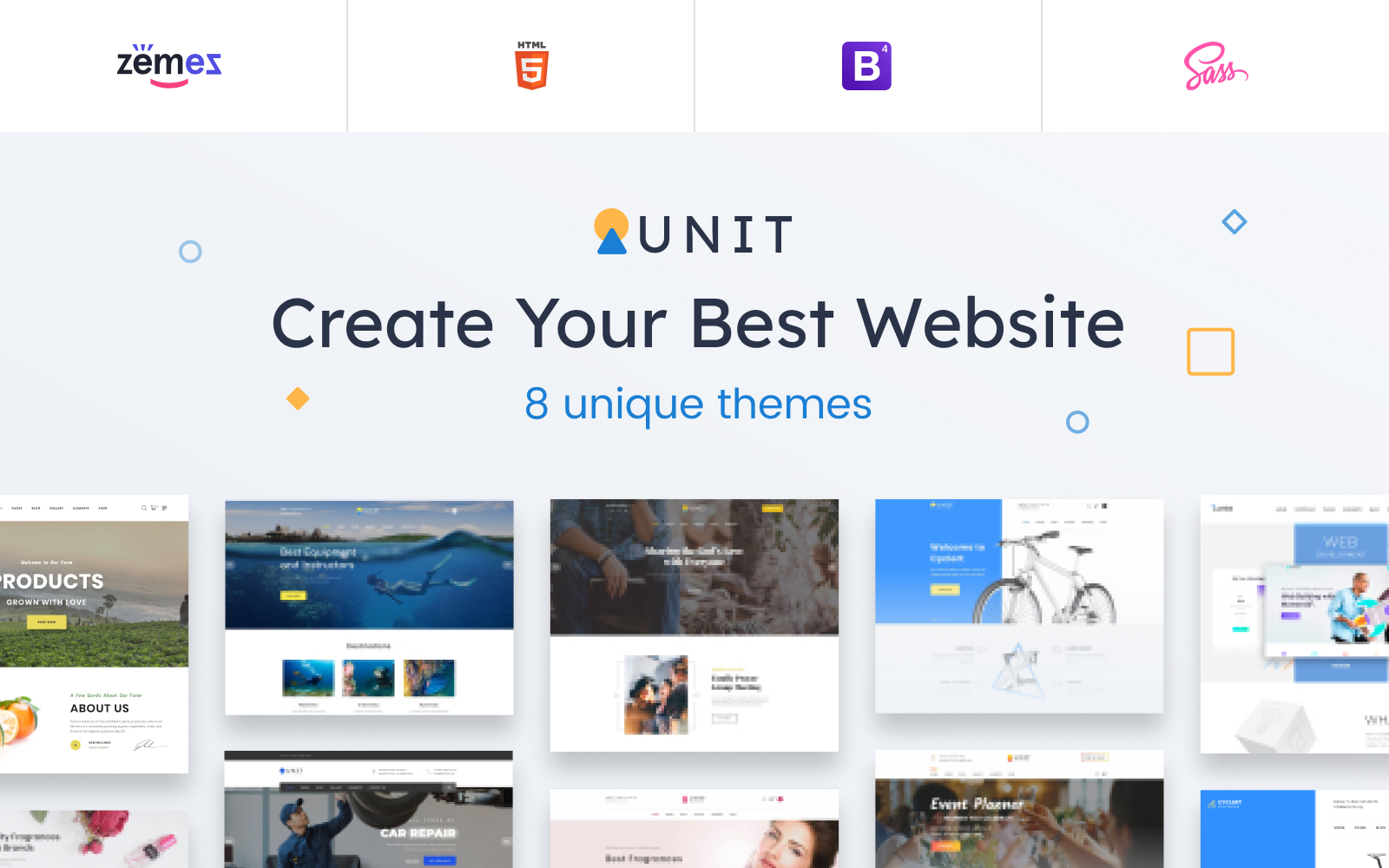 "Unit - Multipurpose Modern Bootstrap 4" - адаптивний Шаблон сайту №85269