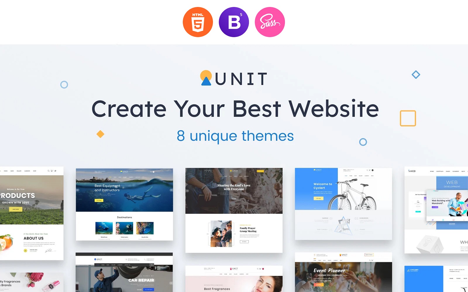 "Unit - Multipurpose Modern Bootstrap 4" - адаптивний Шаблон сайту №85269