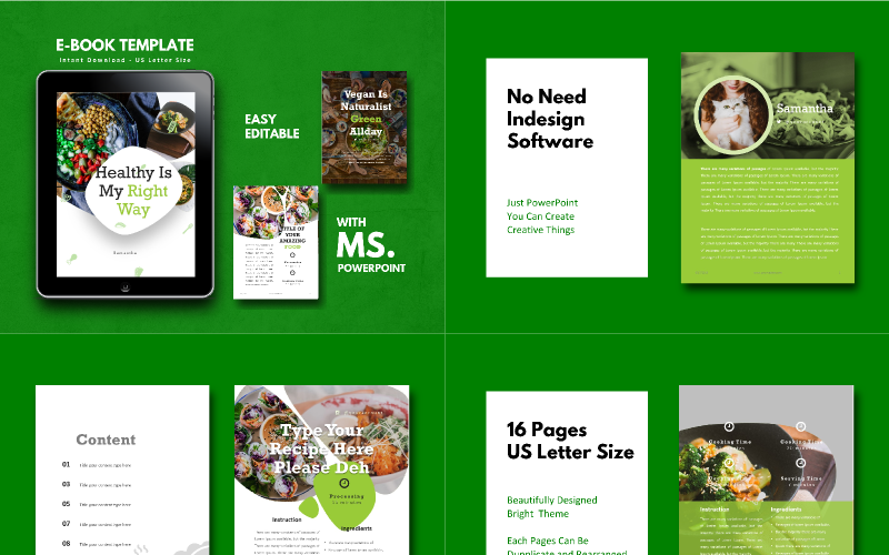 Vegan Recipe eBook Presentation PowerPoint template PowerPoint Template