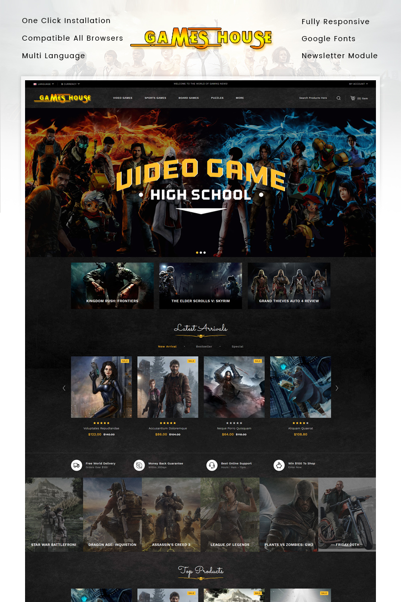 Responsywny szablon OpenCart Video Games Store #85465