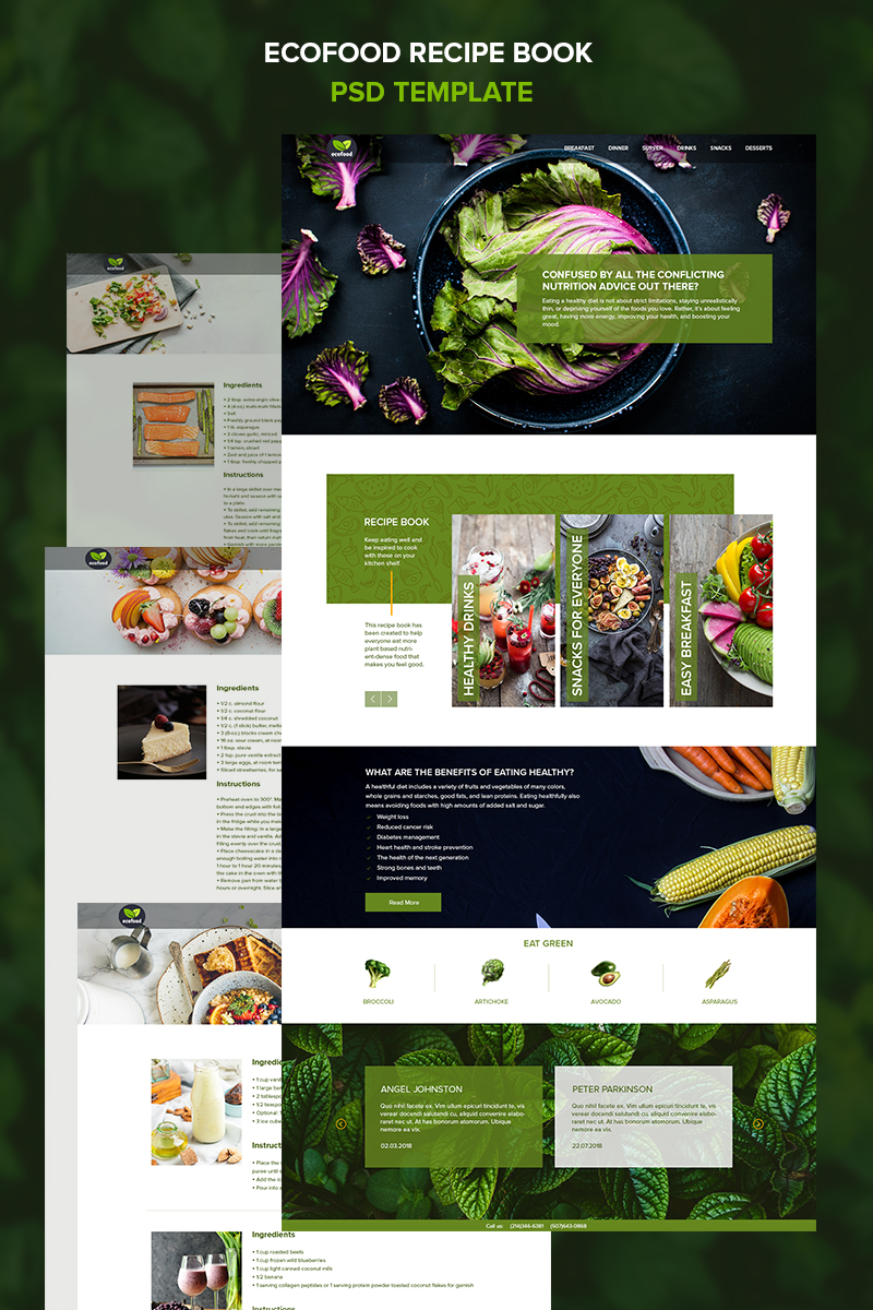 Ecofood - recipe book PSD Template