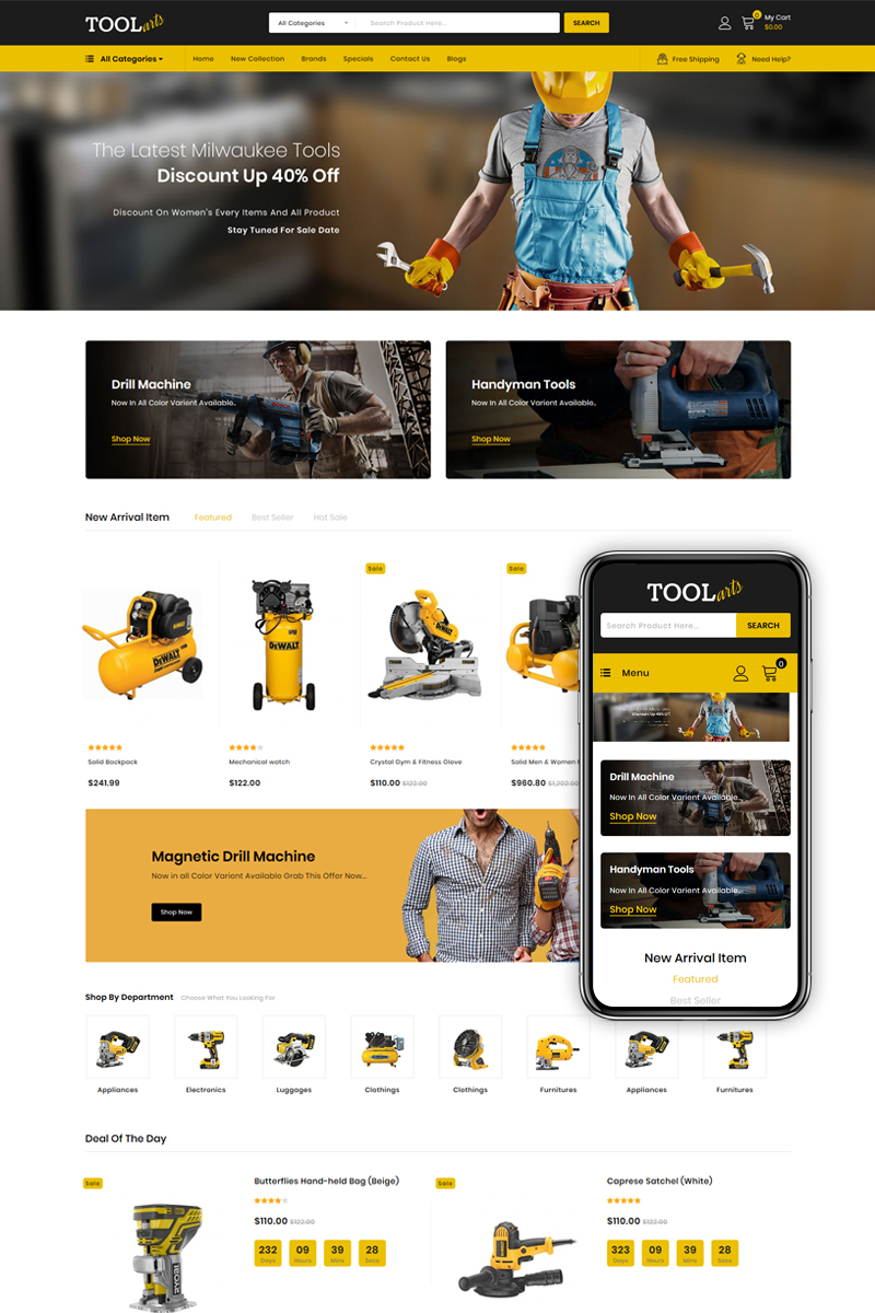 Plantilla OpenCart "Tools Arts - Power Tools Store" #85560