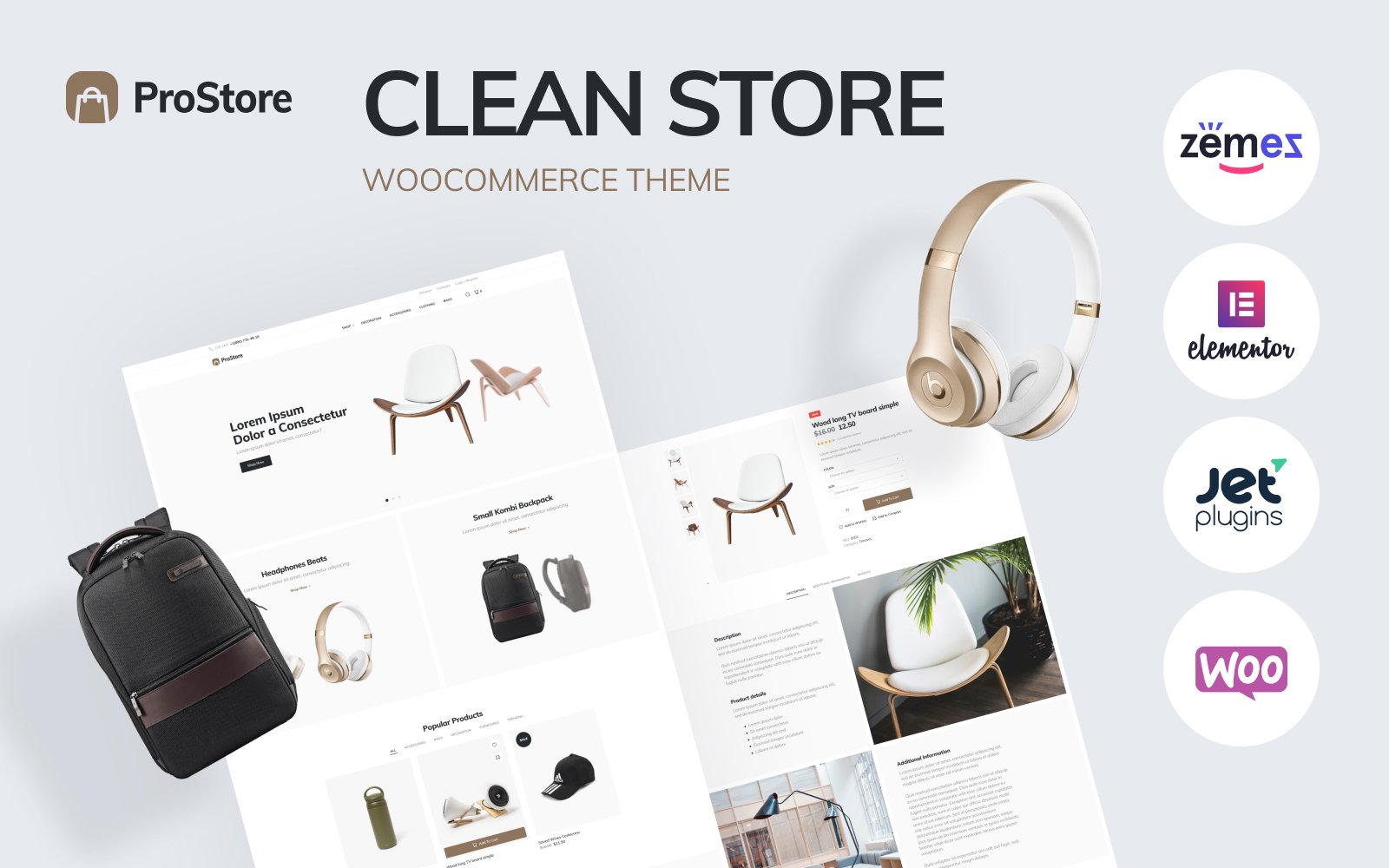 WooCommerce Theme namens "ProStore - clean store template for WooCommerce with Elementor" #85599