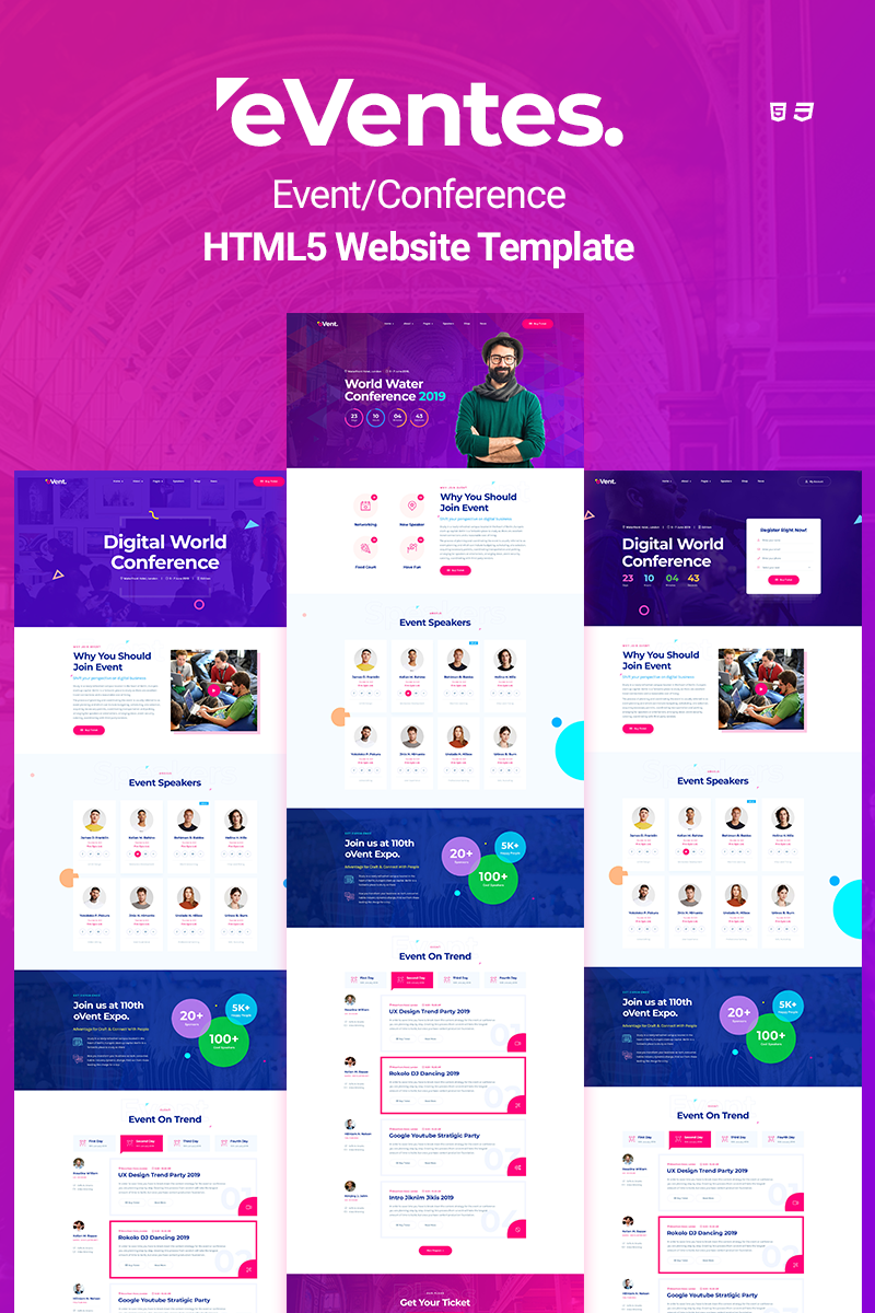 Eventes - Event Conference HTML5 Website Template