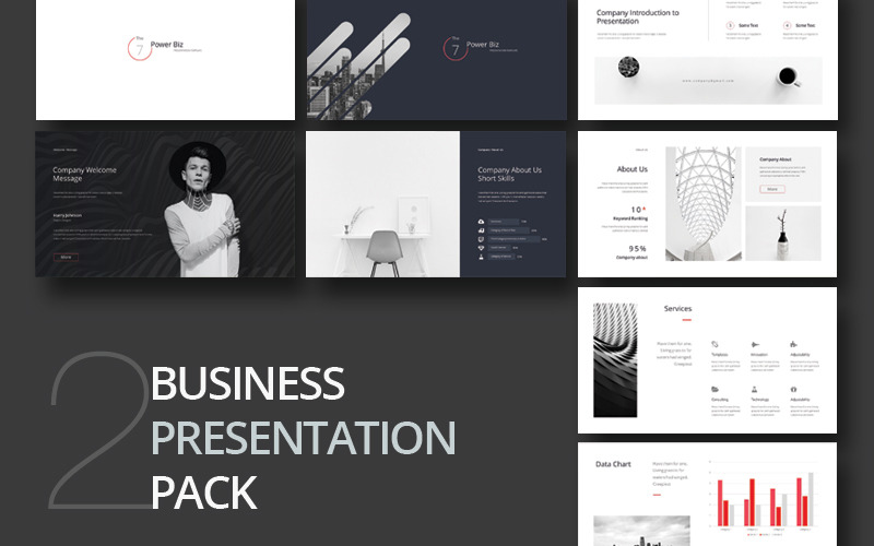 2 Clean Business Presentation Pack PowerPoint template PowerPoint Template