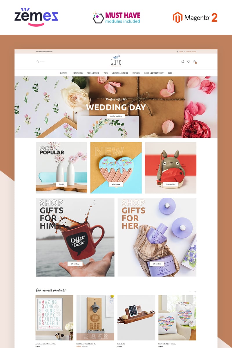 Gifto - Gifts Store Clean eCommerce Tema Magento №85939 - captura de tela