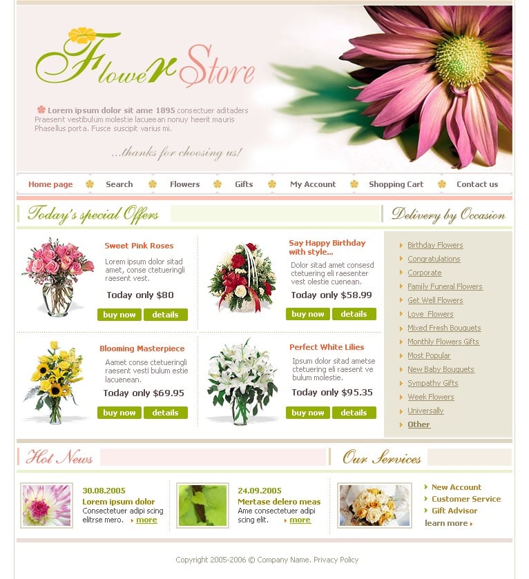 Flower Shop Website Template 8629